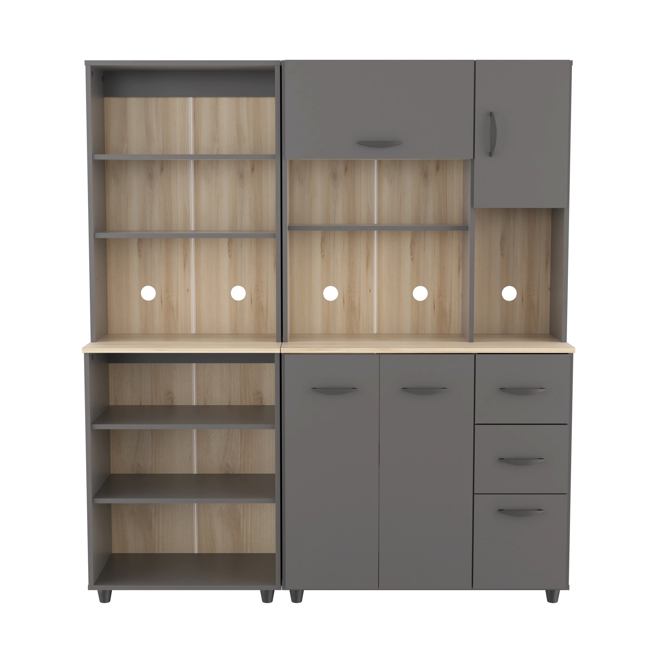 Inval Proforte 2-Piece 3-Drawer Garage Cabinet Set, Dark Gray and Maple