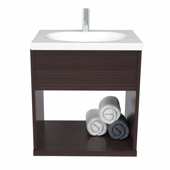 Inval Wall Mount Single Sink Bathroom Vanity with Storage 19"W x 15"L, Espresso
