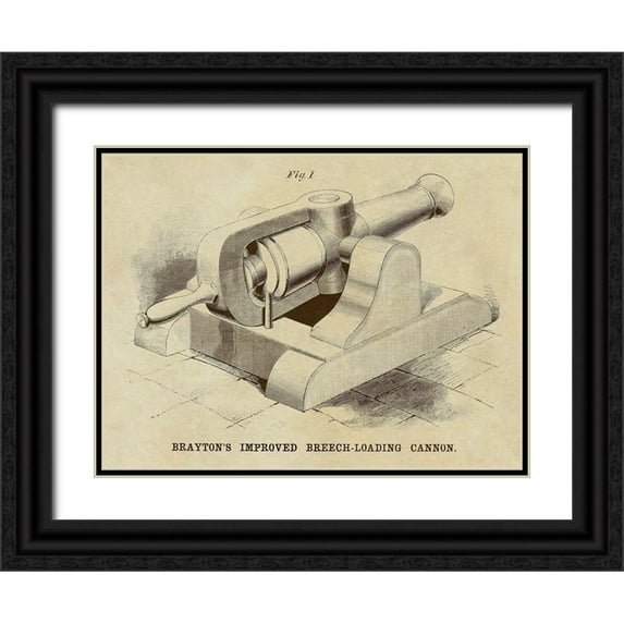 Inventions 18x15 Black Ornate Wood Framed with Double Matting Museum Art Print Titled - Braytons Improved Breech-loading Cannon