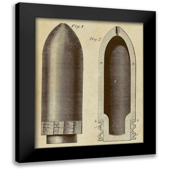 Inventions 20x24 Black Modern Framed Museum Art Print Titled - Exploding Artillery Shell for Breech-Loaders
