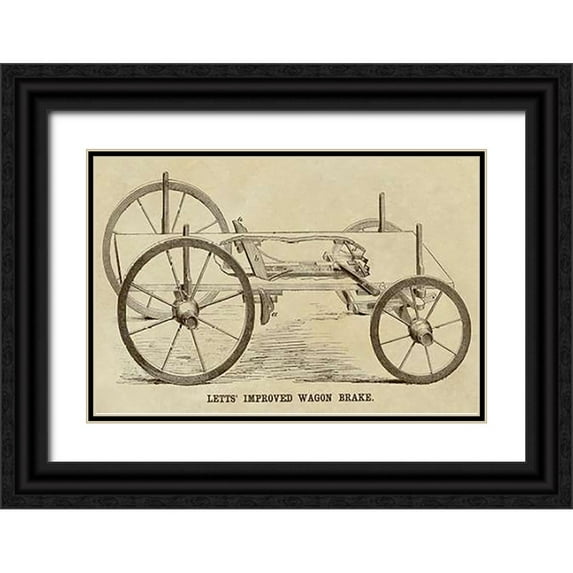 Inventions 24x17 Black Ornate Wood Framed with Double Matting Museum Art Print Titled - Letts Improved Wagon Brake