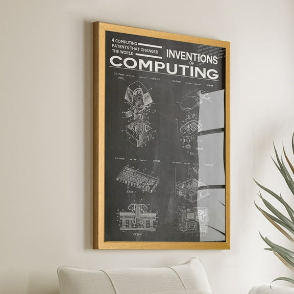 Inventions Of Computing With Computer Patent Poster - It Gift Ideas - Ideal It Office And Home Gift - Win43 Wall Art, Modern Wall Decor, 12x18 UNFRAMED