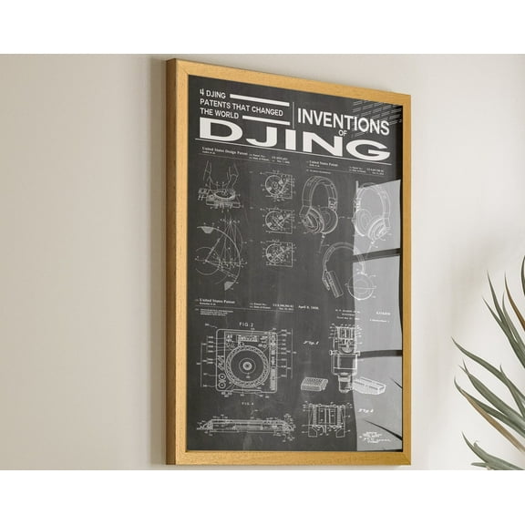 Inventions Of Djing Wall Decor: Stylish Art Poster For Music Room - Patent Wall Decor Idea For Disco Bars And - Win20 Wall Art, Modern Wall Decor, 8x12 UNFRAMED