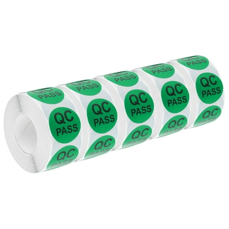 Inventory QC Pass Stickers Labels 25mm/1" Green for Inventory Warehouse Stock 5 Roll 2500 Piece