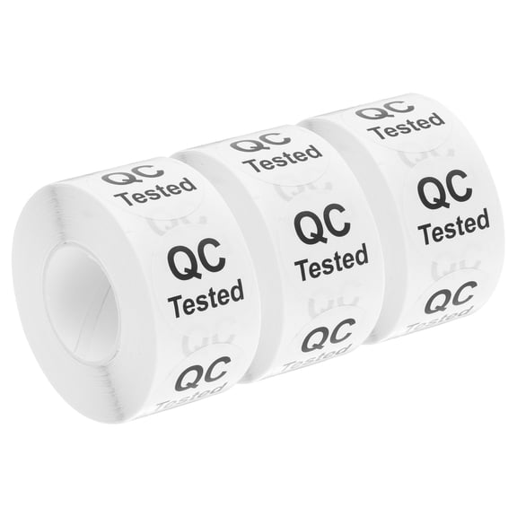 Inventory QC Tested Stickers Labels 25mm/1" White for Inventory Warehouse Stock 3 Roll 1500 Piece