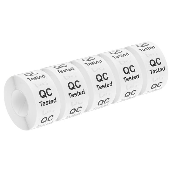 Inventory QC Tested Stickers Labels 25mm/1" White for Inventory Warehouse Stock 5 Roll 2500 Piece