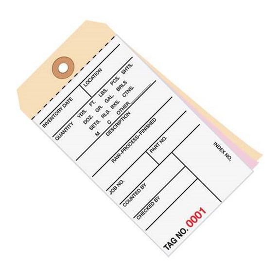 Inventory Tags 3 Part Carbonless 6 1/4" X 3 1/8" Numbered (3500-3999)