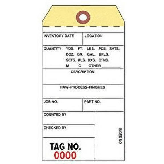 Inventory Tags, 3-Part Carbonless NCR, 3-1/8" x 6-1/4", Box of 500, Numbered 16000-16499