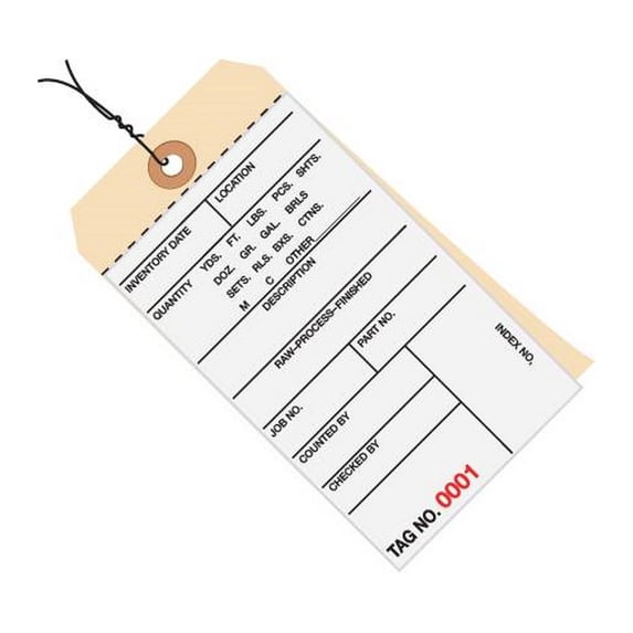Inventory Tags Pre-Wired 2 Part Carbonless 6 1/4" X 3 1/8" Numbered (9500-9999)