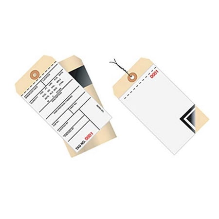 Inventory Tags Pre Wired 3 Part Carbon Style Blank 6 1/4" x 3 1/8" Numbered (0000-0499)
