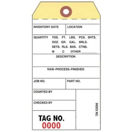 Inventory Tags - Two-Part Carbonless NCR, 3-1/8" x 6-1/4", Box of 500, Numbered 19000-19499
