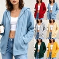 thumbnail image 1 of Inverlee Basic Full Zip Oversized Hooded Jackets Drawstring Hood Side Pockets Solid Plain Soft Casual Zip Up Sweatshirt OuterwearGray（S-XXL）, 1 of 8