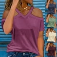 thumbnail image 1 of Inverlee Blouses for Women Dressy Casual Cold Shoulder Short Sleeve Tops Cute Loose Fit Solid Color Shirts Comfy Vacation Tunic Top, 1 of 6