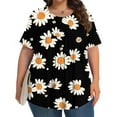 thumbnail image 1 of Inverlee Casual Baggy Plus Size Tshirts for Women Trendy Versatile Breathable Comfy Short Sleeve Tops Funny Floral Print Round Neck Tunics with Chest Pleated, 1 of 6