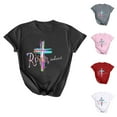 thumbnail image 1 of Inverlee Easter Day Letter & Cross Print Tees for Women Trendy Versatile Short Sleeve Tshirts Summer Comfortable Breathable Crewneck Tops for Celebartory S-XXXL, 1 of 5