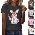 thumbnail image 1 of Inverlee Easter Tshirts for Women Cute Rabbits Eggs Print Tees Trendy Short Sleeve T Shirts Blouses Going Out Crewneck Dressy Casual Tops, 1 of 5