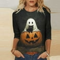 thumbnail image 1 of Inverlee Halloween Shirts for Women Funny Pumpkin Ghost Graphic Tees Soft Round Neck T-shirt 3/4 Sleeve Dressy Casual Blouse Tops Halloween Party Supplies, 1 of 5