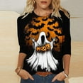 thumbnail image 1 of Inverlee Halloween Shirts Women Plus Size Pumpkin Ghost Graphic Tees Classic Round Neck T-shirt 3/4 Sleeve Dressy Casual Blouse Tops Halloween Gifts, 1 of 5