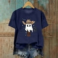 thumbnail image 1 of Inverlee Halloween Shirts Women Plus Size Pumpkin Ghost Graphic Tees Work Crewneck T-shirt Short Sleeve Dressy Casual Blouse Tops Halloween Clothes, 1 of 3
