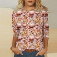 thumbnail image 1 of Inverlee Halloween Shirts for Women Cute Pumpkin Ghost Graphic Tees Soft Crewneck T-shirt 3/4 Sleeve Tunic Blouse Tops Halloween Costumes, 1 of 5