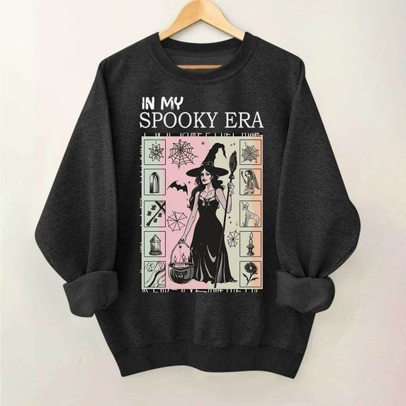 Inverlee Halloween Sweatshirts Women Cute Pumpkin Ghost Print T-shirt Going Out Round Neck Sweatshirt Long Sleeve Holiday Pullover Tops Halloween Costumes