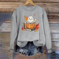 thumbnail image 1 of Inverlee Halloween Sweatshirts Women Funny Pumpkin Ghost Graphic T-shirt Stretch Round Neck Sweatshirt Long Sleeve Holiday Pullover Tops Halloween Clothes, 1 of 4