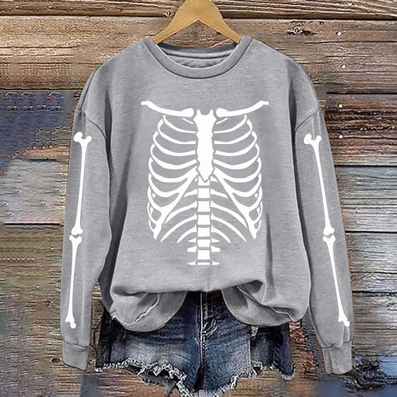 Inverlee Halloween Sweatshirts for Women Plus Size Pumpkin Ghost Graphic T-shirt Work Round Neck Sweatshirt Long Sleeve Dressy Casual Pullover Tops Halloween Clothes