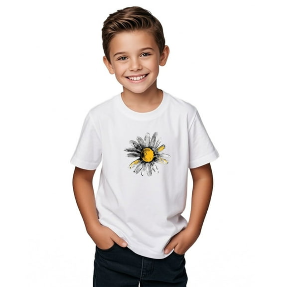 Inverlee Shirts for Girls Cotton Funny Daisy Graphic Tees Children Boys Girls Soft Crewneck Tops Boys Clothes Short Sleeve T-shirts