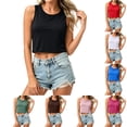thumbnail image 1 of Inverlee Sleeveless Round Neck Cropped Tank Top for Women Casual Form Fitting Ribbed Knit Blouse Summer TopsPinkL, 1 of 6