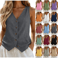 thumbnail image 1 of Inverlee Solid Color Sleeveless Vests for Women V Neck Button Front Casual Tops Lightweight Daily Shirts Gray L, 1 of 7