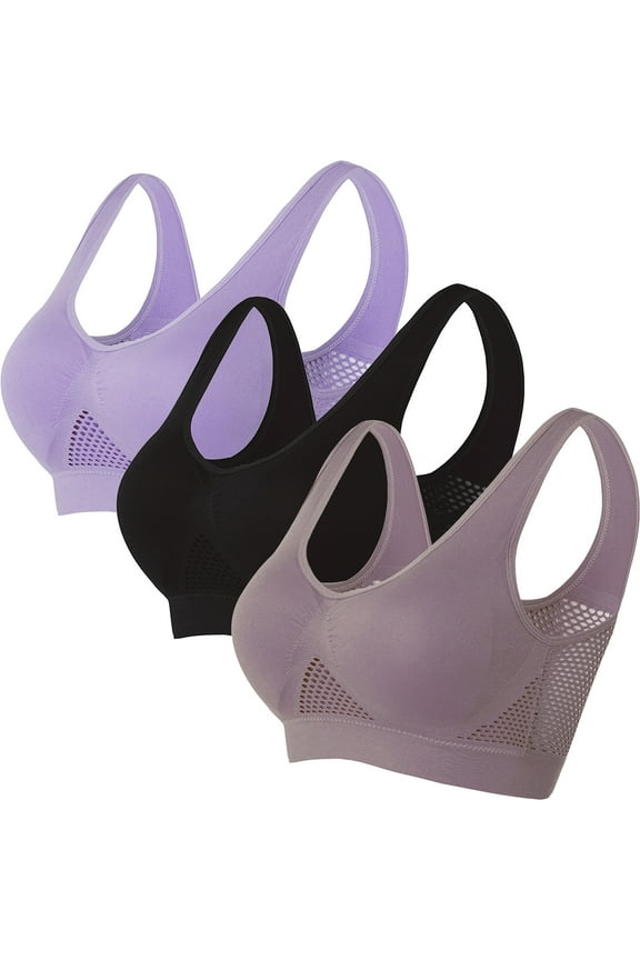 Sports Bras for Women High Impact Push Up T-shirt Bra Seamless Full Coverage Bralettes Elegant Yoga Training Bras 3 Pack