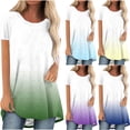 thumbnail image 1 of Inverlee T Shirts for Women Crewneck Summer Short Sleeve Tops Plus Size Gradient Print Shirts Comfy Vacation Tunic Blouse Tee, 1 of 6