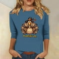 thumbnail image 1 of Inverlee Thanksgiving Shirts Women Cute Turkey Pumpkin Graphic Tees Comfy 3/4 Sleeve Loose Fit T-shirts Round Neck Holiday Blouse Tops, 1 of 4