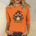 thumbnail image 1 of Inverlee Thanksgiving Shirts Women Cute Turkey Pumpkin Graphic Tees Comfy 3/4 Sleeve Loose Fit T-shirts Round Neck Holiday Blouse Tops, 1 of 4