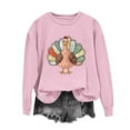 thumbnail image 1 of Inverlee Thanksgiving Sweatshirts Women Cute Turkey Pumpkin Print Sweatshirt Fall Long Sleeve Cotton Shirts Crewneck Dressy Casual Pullover Outfit, 1 of 7