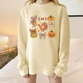 thumbnail image 1 of Inverlee Thanksgiving Sweatshirts for Women Funny Turkey Pumpkin Print Sweatshirt Comfy Long Sleeve Cotton Shirts Round Neck Dressy Casual Pullover Tops, 1 of 4