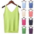 thumbnail image 1 of Inverlee Trendy Solid Comfort Tank Tops for Women Summer Casual Sleeveless Petite Tops Basic V Neck Cami Shirts with Pleated Hem, 1 of 5