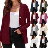 Inverlee Women V Neck Button Ribbed Knit Cardigan Long Sleeve Pockets ...