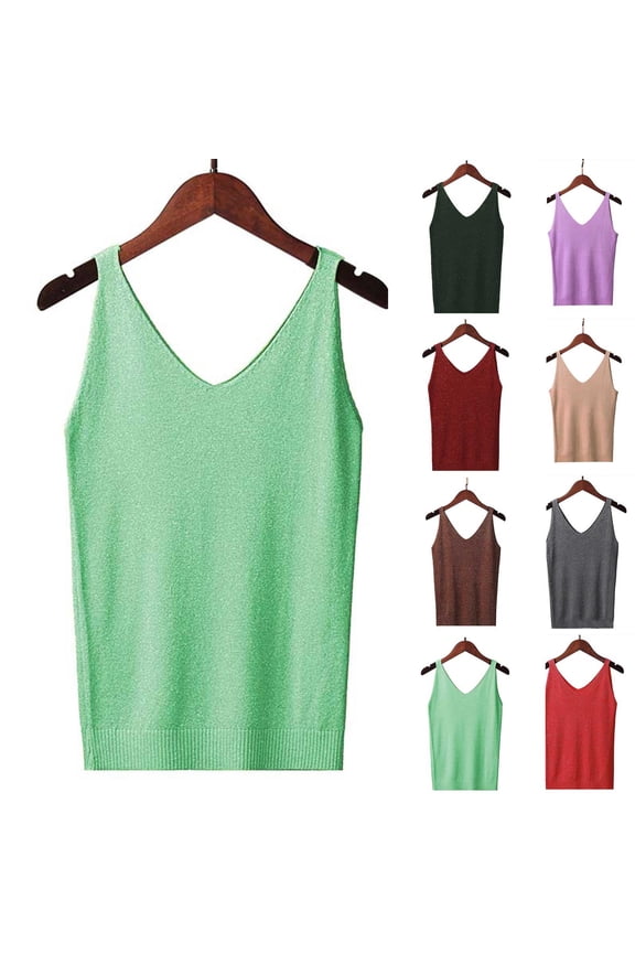 Women's Casual Quick Dry Tank Tops Trendy Solid Sleeveless Petite Shirts Summer V Neck Cami Tops with Pleated Hem