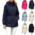 thumbnail image 1 of Inverlee Women's Cinched Waist Rain Jacket with Stand Collar Hood Water Resistant Windbreaker with Pockets Navy M, 1 of 7