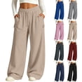 thumbnail image 1 of Inverlee Women's Drawstring Elastic High Waist Mini Side Cargo Pocket Wide Leg Sweatpants Oversized Baggy Casual Pants Red (S-XXXL), 1 of 8