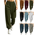 thumbnail image 1 of Inverlee Women's Elastic High Waist Jogger Sweatpants Cuffed Ankle Dual Side Pockets Loose Athletic Loungewear Pants Army Green (S-XXL), 1 of 9