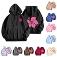 thumbnail image 1 of Inverlee Women's Front Back Hibiscus Flower Print Pullover Hoodie Drawstring Kangaroo Pocket Oversized Teen Girls Sweatshirt Light Blue (S-XXL), 1 of 4