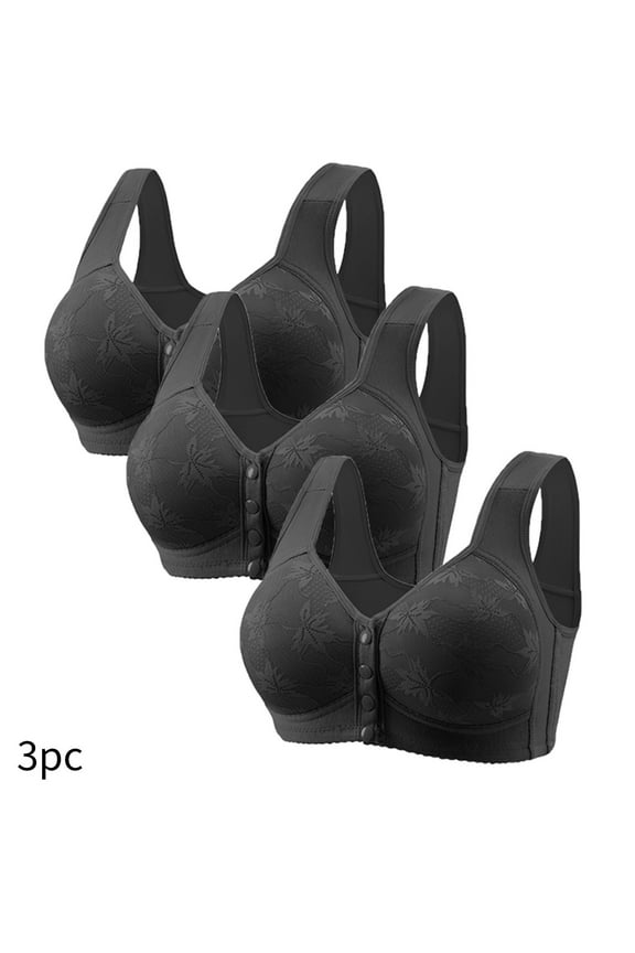 Women's Front Closure Bras Wireless Support T-shirt Bras Seamless Full Coverage Bralettes Elegant Everyday Full Figure Bras Valentines Days Gifts 3 Pack Bras