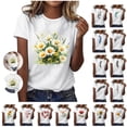 thumbnail image 1 of Inverlee Women's Funny Floral Print Basic Tee Summer Trendy Petite Short Sleeve T-shirts Casual Round Neck Pullover Tops, 1 of 5