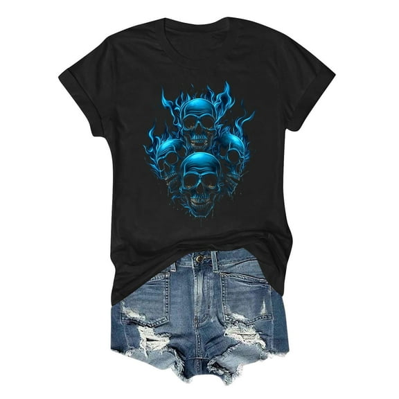 Inverlee Women's Halloween Shirts Plus Size Pumpkin Ghost Graphic Tees Soft Crewneck T-shirt Short Sleeve Dressy Casual Blouse Tops Halloween Party Supplies