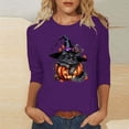 thumbnail image 1 of Inverlee Women's Halloween Shirts Plus Size Pumpkin Ghost Print Tees Loose Fit Round Neck T-shirt 3/4 Sleeve Holiday Blouse Tops Halloween Clothes, 1 of 5