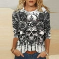 thumbnail image 1 of Inverlee Women's Halloween Shirts Plus Size Pumpkin Ghost Print Tees Trendy Crewneck T-shirt 3/4 Sleeve Dressy Casual Blouse Tops Halloween Gifts, 1 of 5
