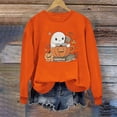thumbnail image 1 of Inverlee Women's Halloween Sweatshirts Cute Pumpkin Ghost Print T-shirt Going Out Round Neck Sweatshirt Long Sleeve Tunic Pullover Tops Halloween Clothes, 1 of 4