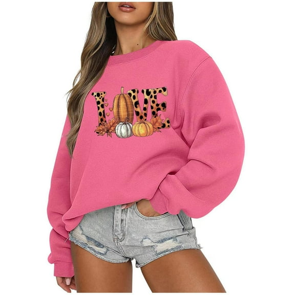 Inverlee Women's Halloween Sweatshirts Plus Size Pumpkin Ghost Graphic T-shirt Soft Crewneck Sweatshirt Long Sleeve Holiday Pullover Tops Halloween Gifts